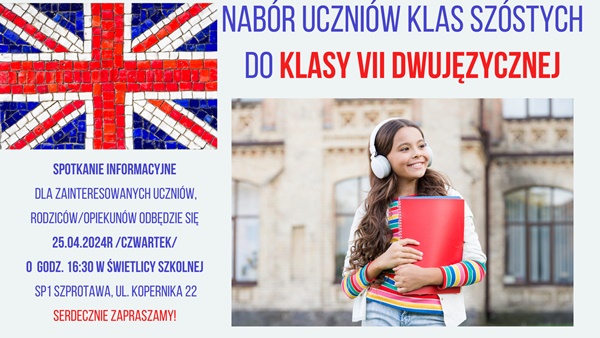 plakat informujący o naborze do nowej klasy